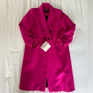 Zara Women's Pink Double-Breasted Coat